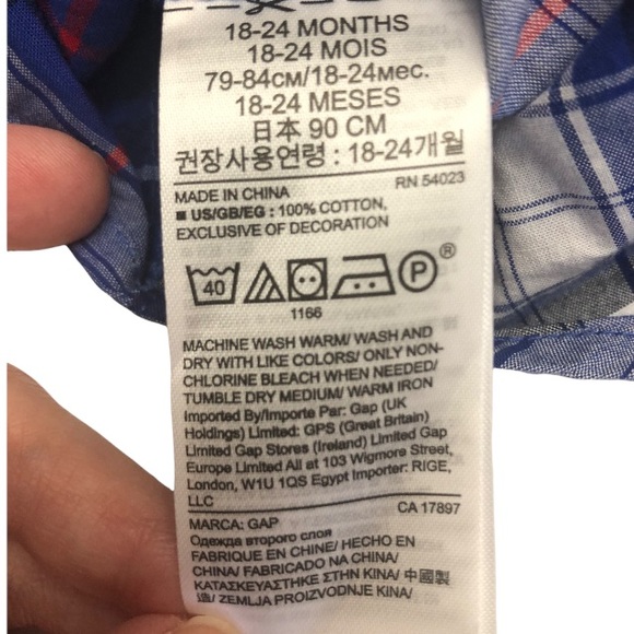 BabyGap Plaid Button-Front Cotton Long Sleeve Shirt Size 18-24 Months - Picture 9 of 10